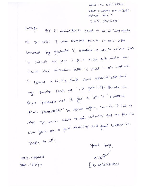 JAVA Student Testimonial