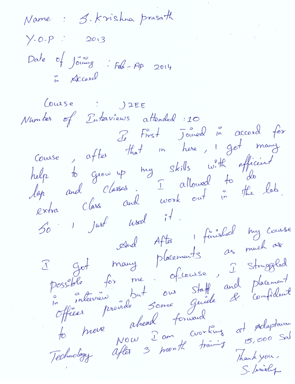 JAVA Student Testimonial