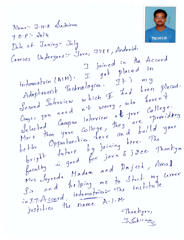 JAVA Student Testimonial