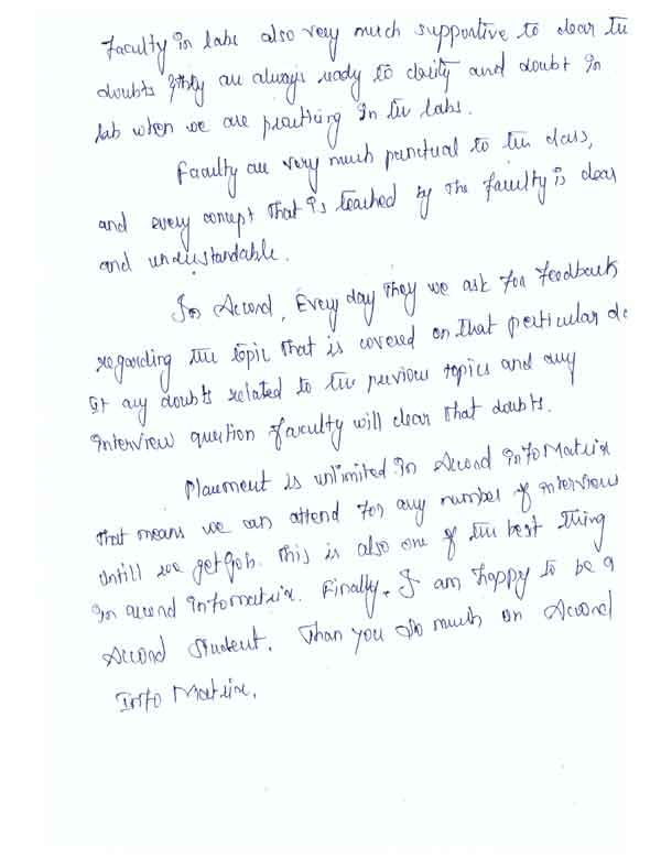 JAVA Student Testimonial