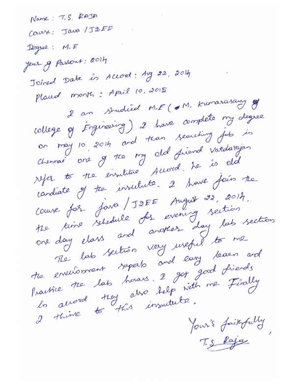 JAVA Student Testimonial