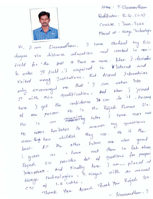 JAVA Student Testimonial