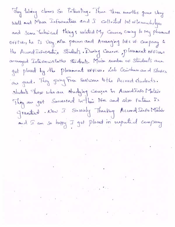 JAVA Student Testimonial