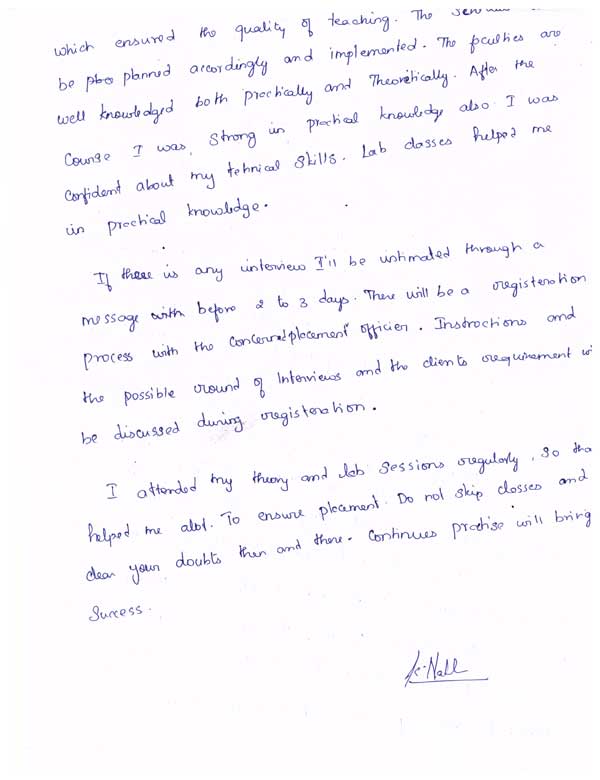 JAVA Student Testimonial