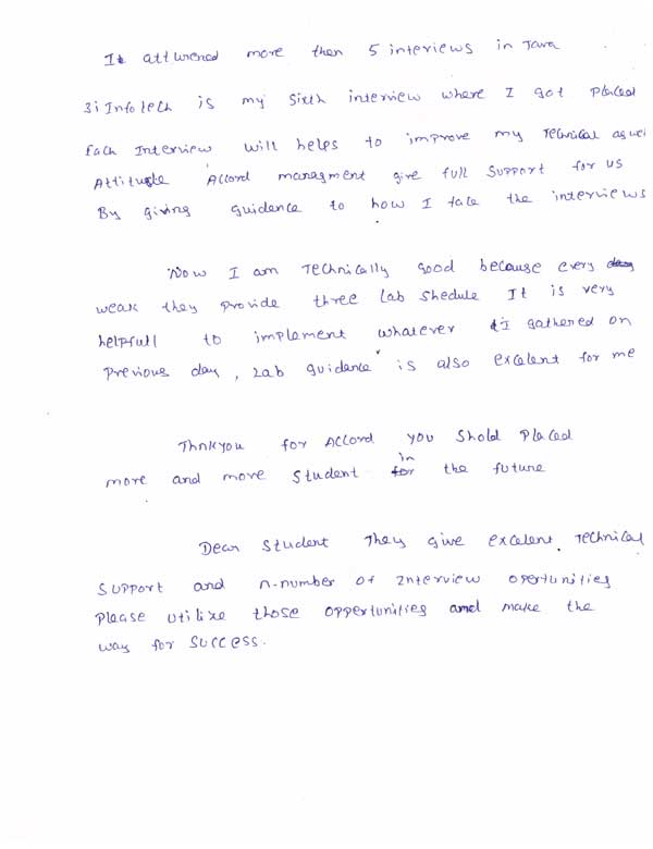 JAVA Student Testimonial