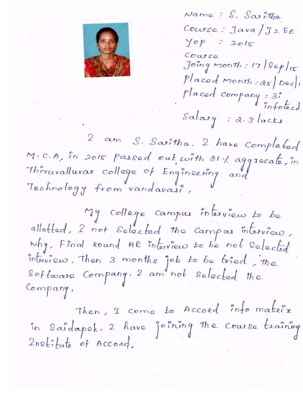 JAVA Student Testimonial