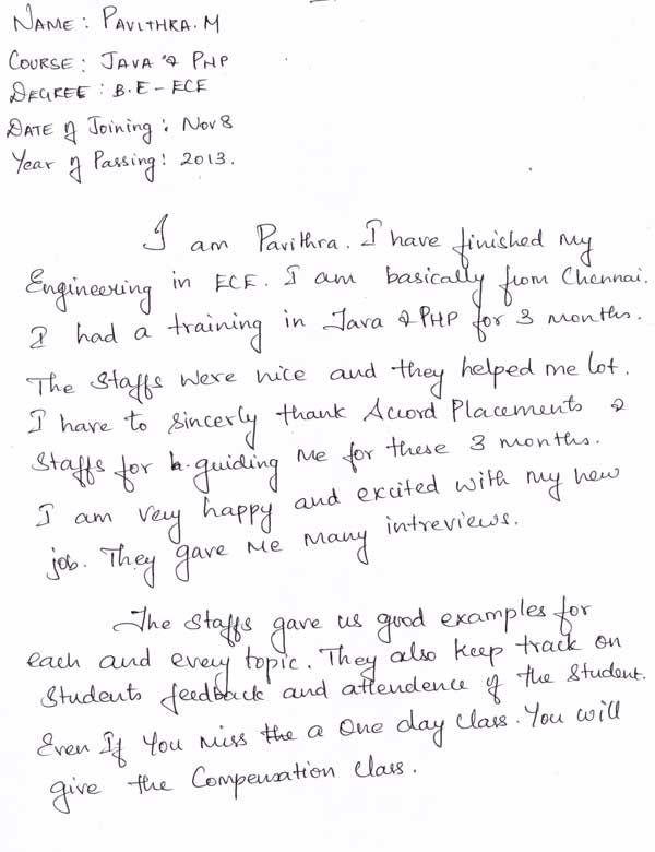 JAVA Student Testimonial