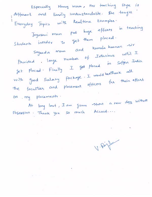 JAVA Student Testimonial