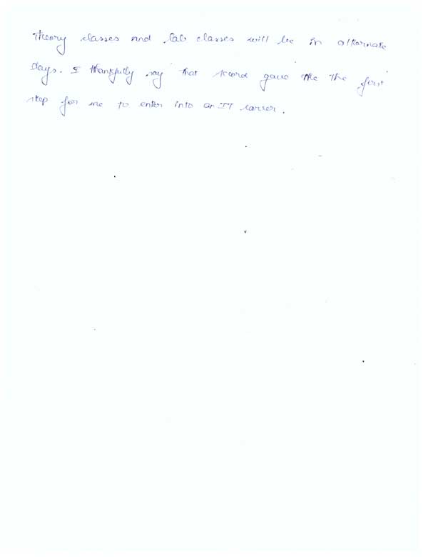 JAVA Student Testimonial