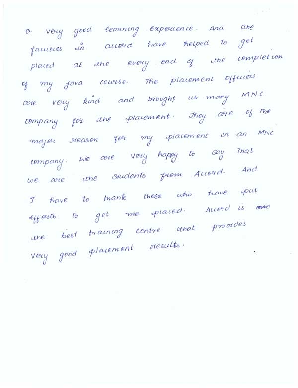 JAVA Student Testimonial