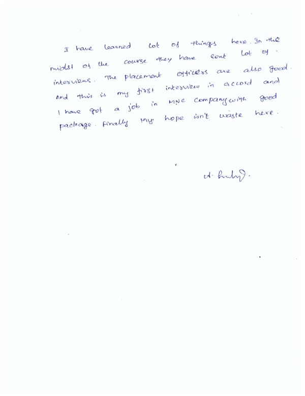 JAVA Student Testimonial