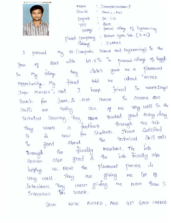 JAVA Student Testimonial