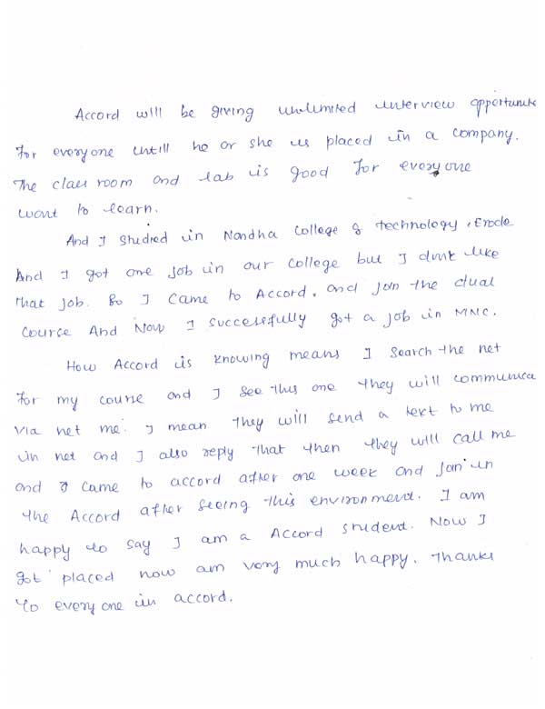 JAVA Student Testimonial