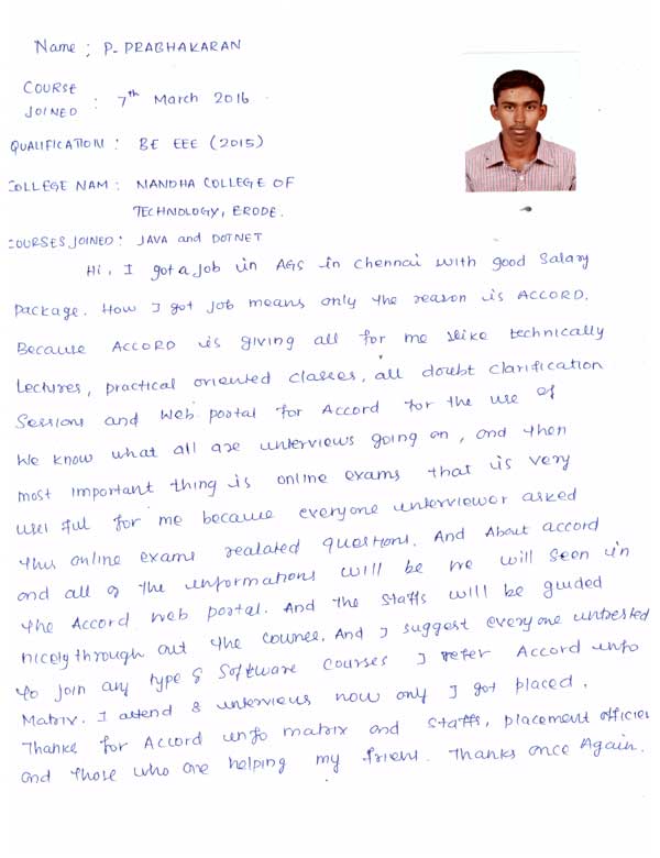 JAVA Student Testimonial