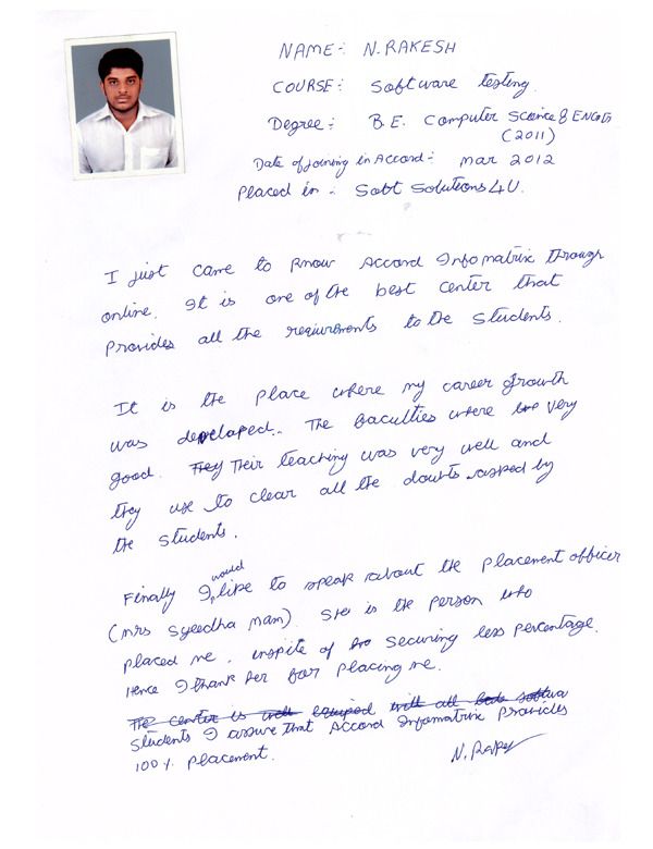 Testing Student Testimonial