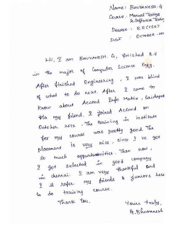 Testing Student Testimonial