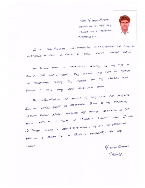 Testing Student Testimonial