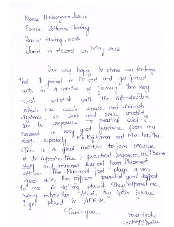 Testing Student Testimonial