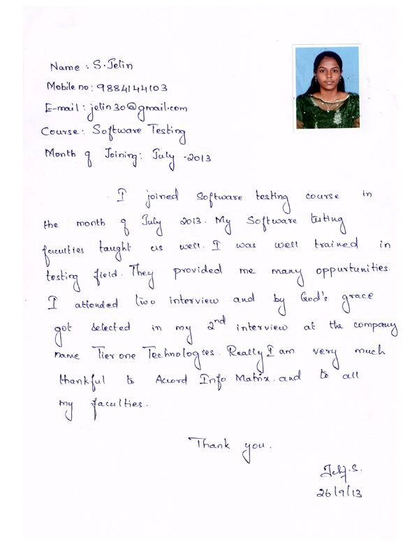 Testing Student Testimonial