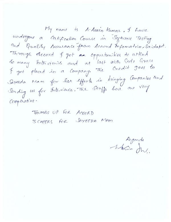 Testing Student Testimonial