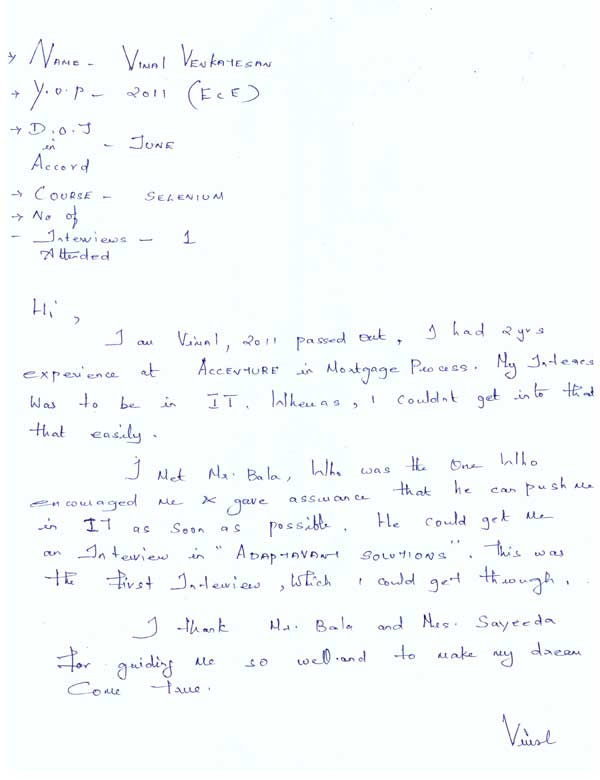 Testing Student Testimonial