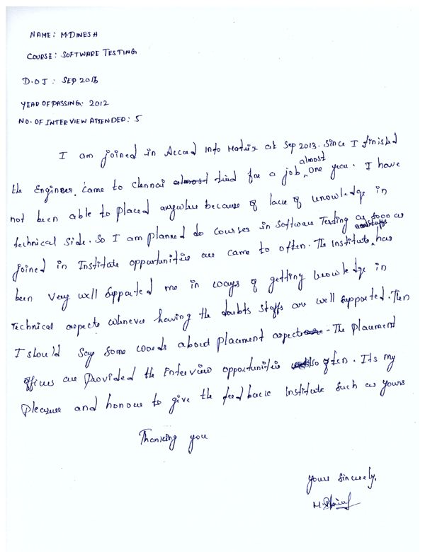 Testing Student Testimonial