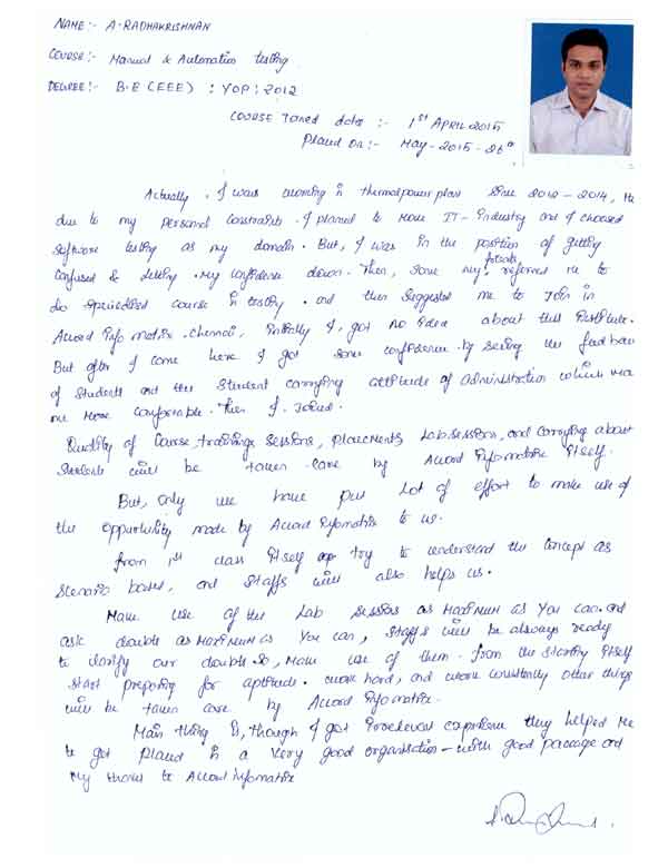 Testing Student Testimonial