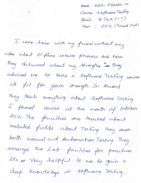 Testing Student Testimonial