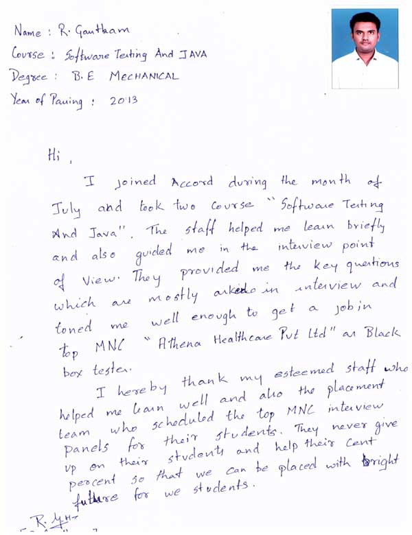 Testing Student Testimonial