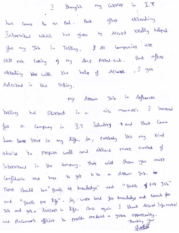 Testing Student Testimonial