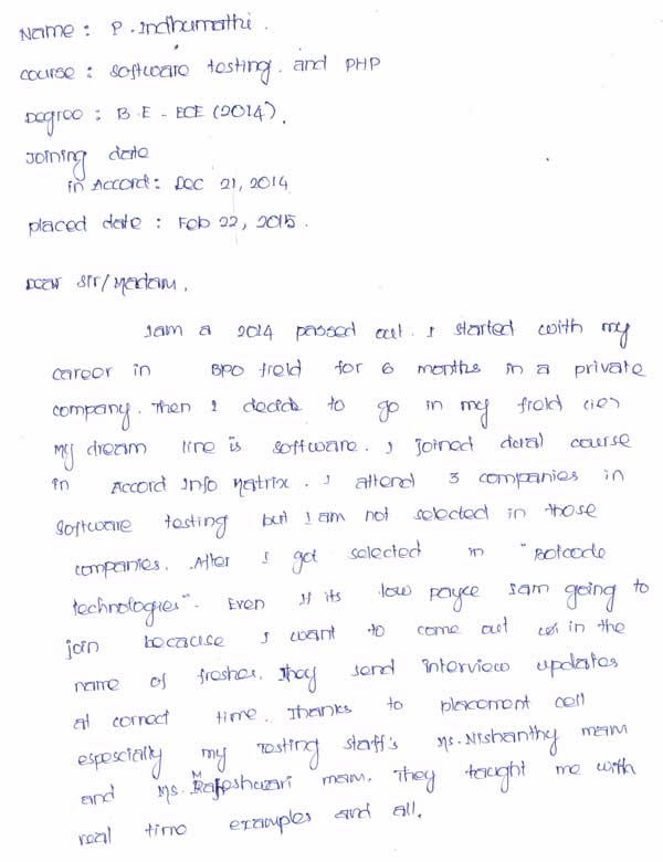 Testing Student Testimonial