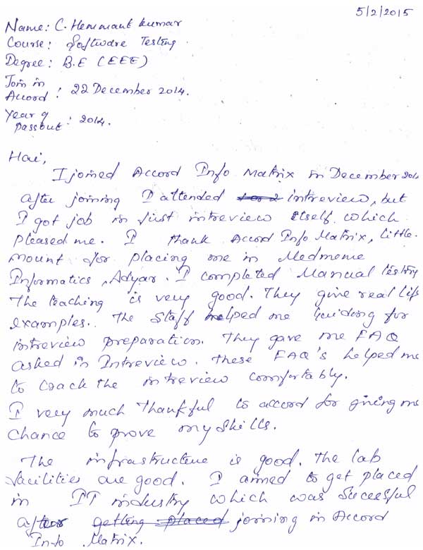 Testing Student Testimonial