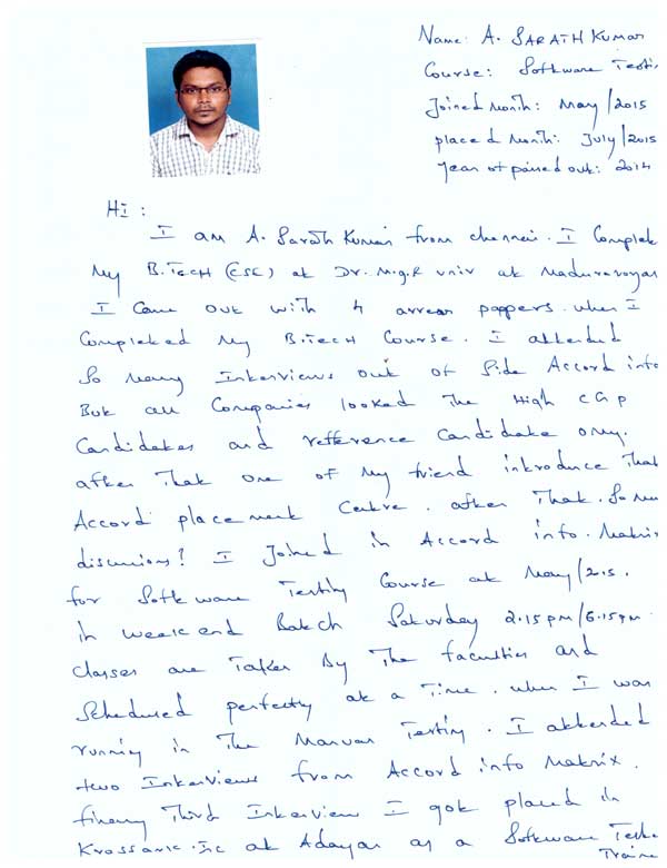 Testing Student Testimonial